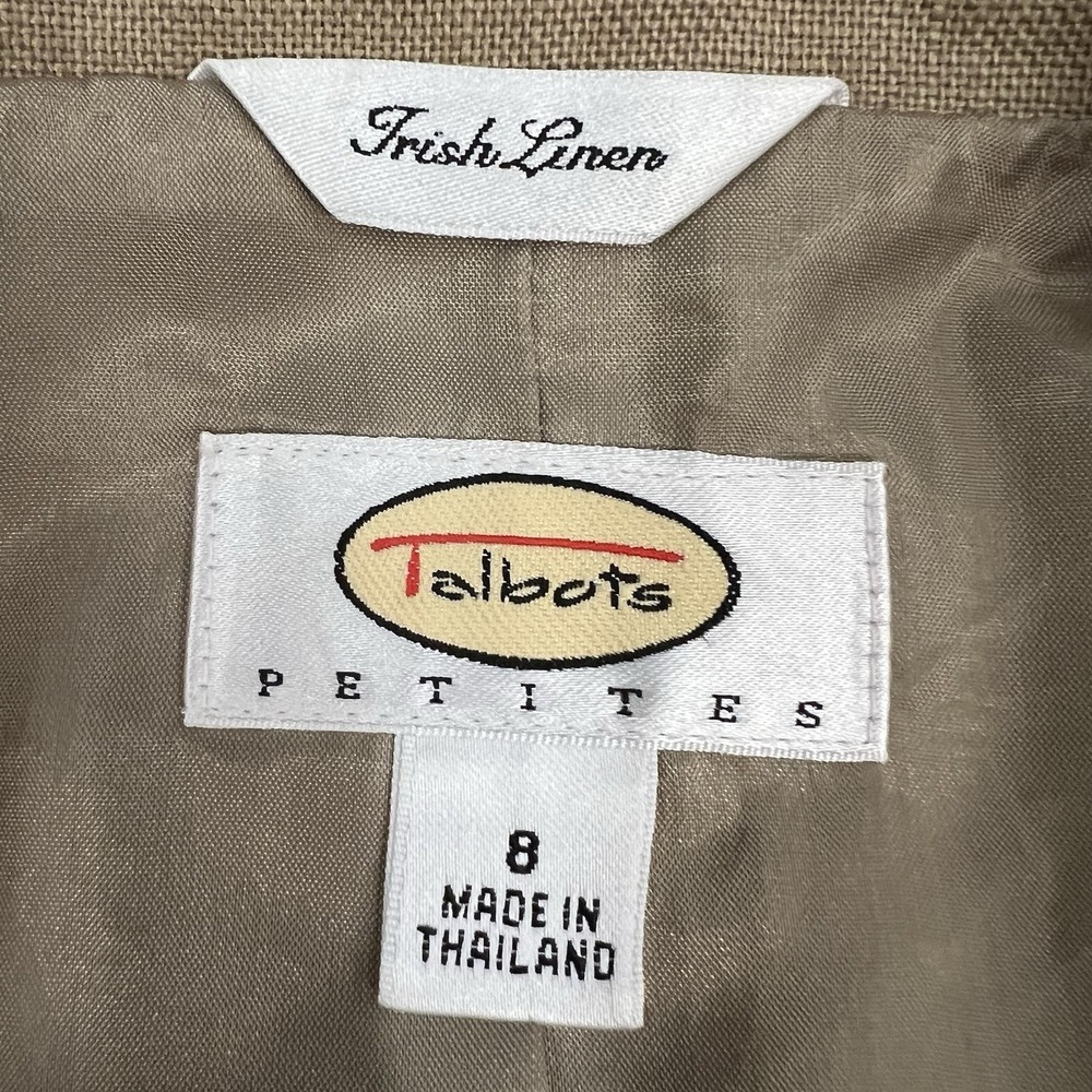 Talbots Irish Linen Blazer 8 Petite 8P Womens Jacket Light‎ Brown Lined - Picture 9 of 12